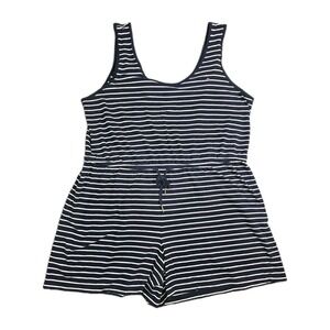 Tommy Hilfiger Women's One Piece Shorts  Romper Navy Striped Size XL Drawstring